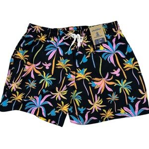 Chubbies The Black Light Nights Swim Trunks XL 5.5" Inseam Neon Palms Birds NWT